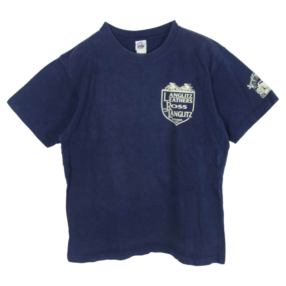 LANGLITZ LEATHERS ラングリッツレザーズ ROSS LANGLITZ プリント Tシャツ ネイビー系 表記無し【中古】