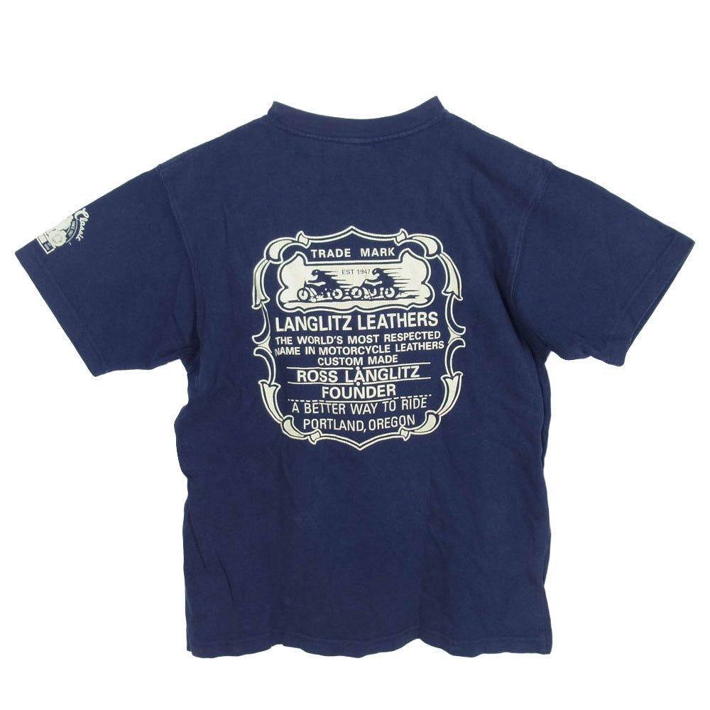 LANGLITZ LEATHERS ラングリッツレザーズ ROSS LANGLITZ プリント Tシャツ ネイビー系 表記無し【中古】