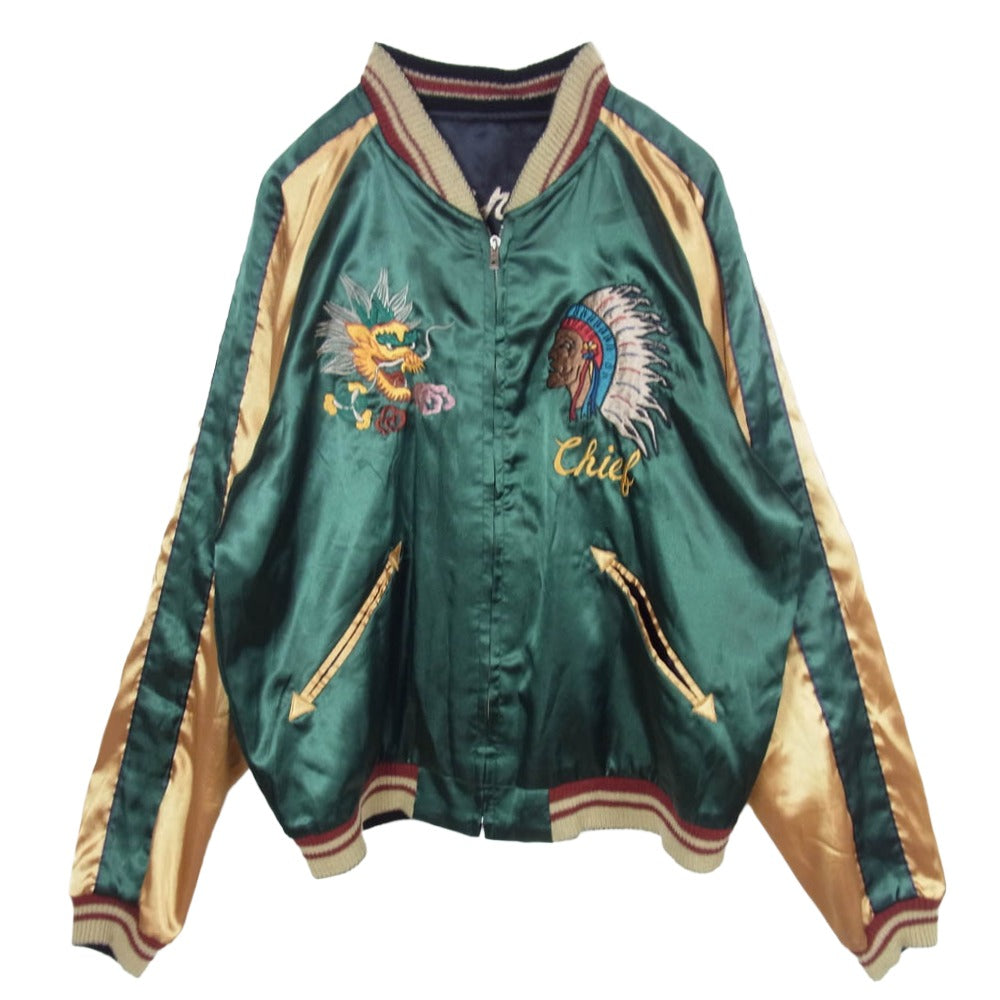 TAILOR TOYO テイラー東洋 07AW TT11381 舞妓 × CHIEF リバーシブル サテン スカジャン ブラック系 グリーン系 L【中古】