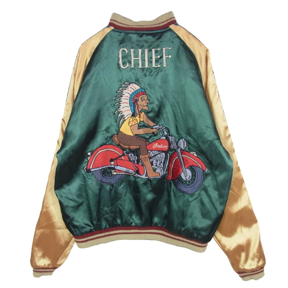 TAILOR TOYO テイラー東洋 07AW TT11381 舞妓 × CHIEF リバーシブル サテン スカジャン ブラック系 グリーン系 L【中古】