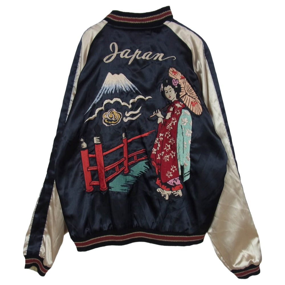 TAILOR TOYO テイラー東洋 07AW TT11381 舞妓 × CHIEF リバーシブル サテン スカジャン ブラック系 グリーン系 L【中古】