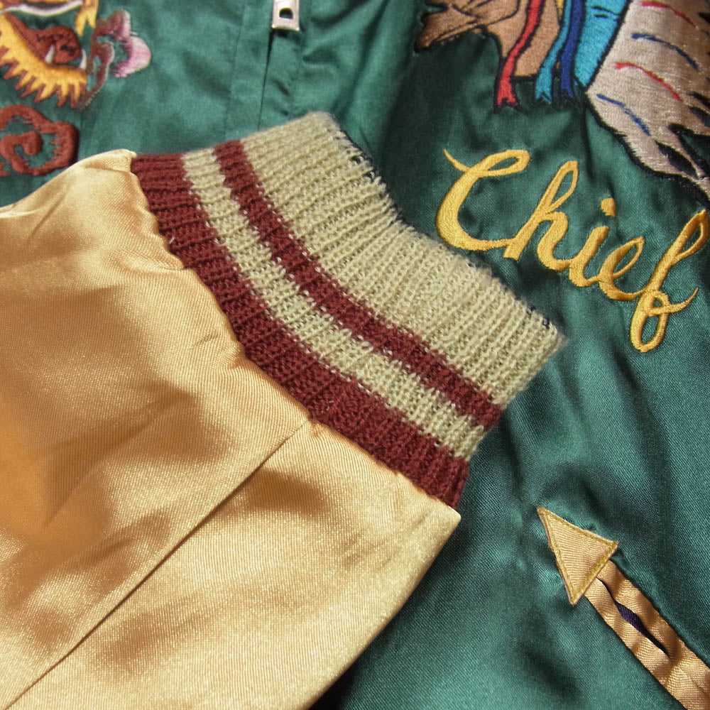 TAILOR TOYO テイラー東洋 07AW TT11381 舞妓 × CHIEF リバーシブル サテン スカジャン ブラック系 グリーン系 L【中古】