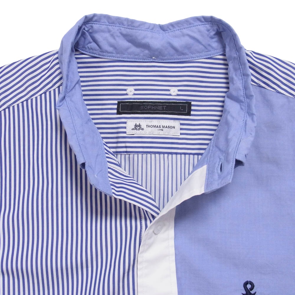 SOPHNET. ソフネット 20AW SOPH-202067 THOMAS MASON トーマスメイソン B.D SHIRT ボタンダウン 長袖 シャツ ブルー系 L【中古】