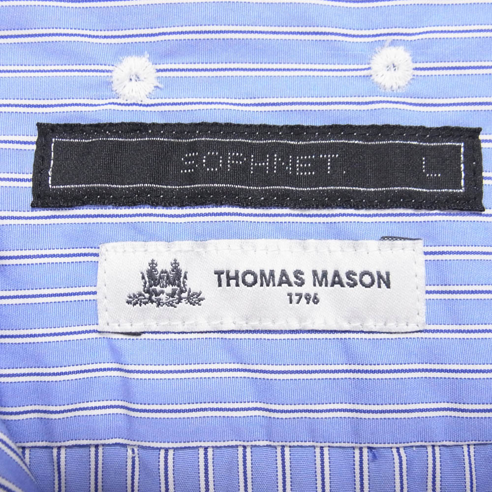 SOPHNET. ソフネット SOPH-192039 THOMAS MASON トーマスメイソン ストライプ シャツ ライトブルー系 L【中古】