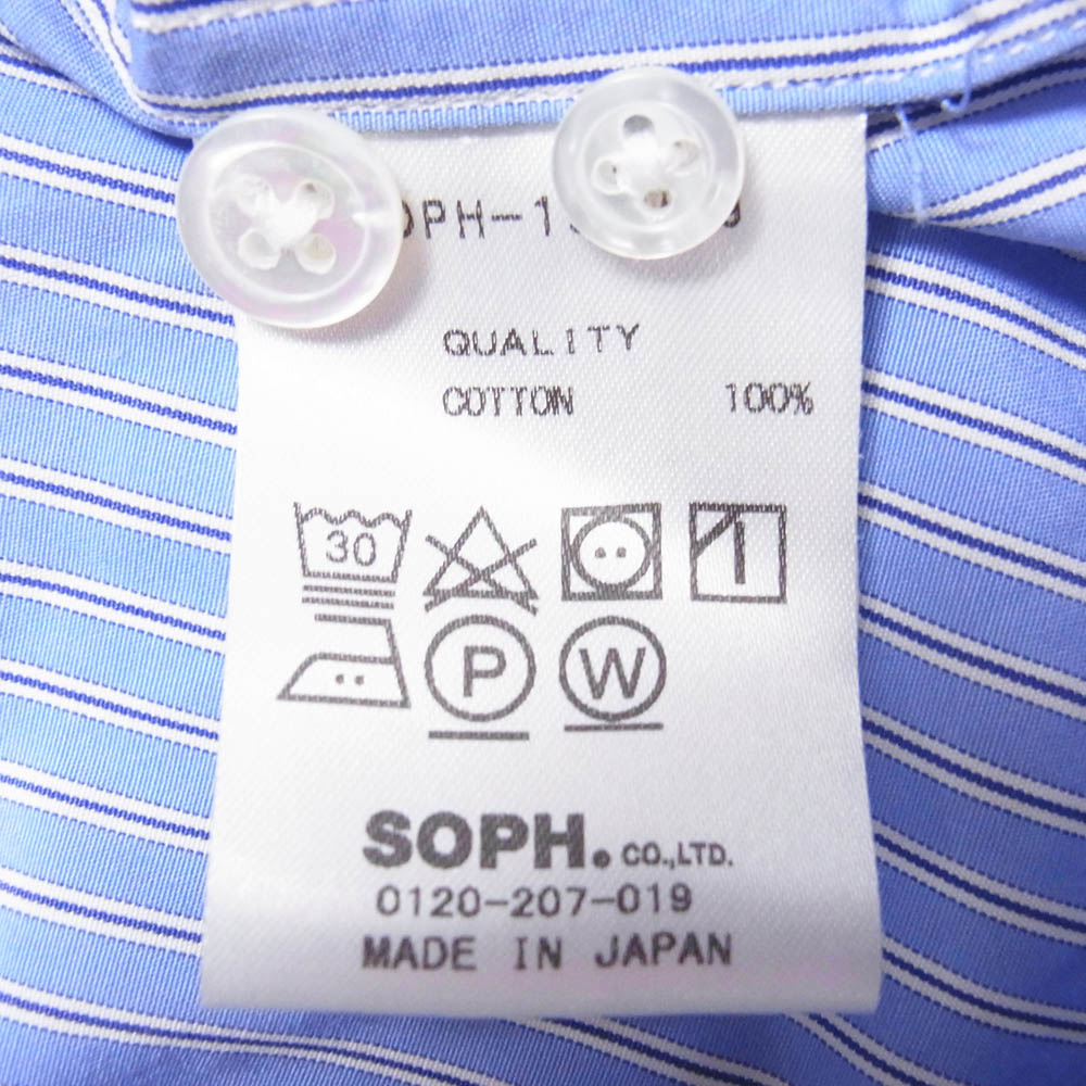 SOPHNET. ソフネット SOPH-192039 THOMAS MASON トーマスメイソン ストライプ シャツ ライトブルー系 L【中古】
