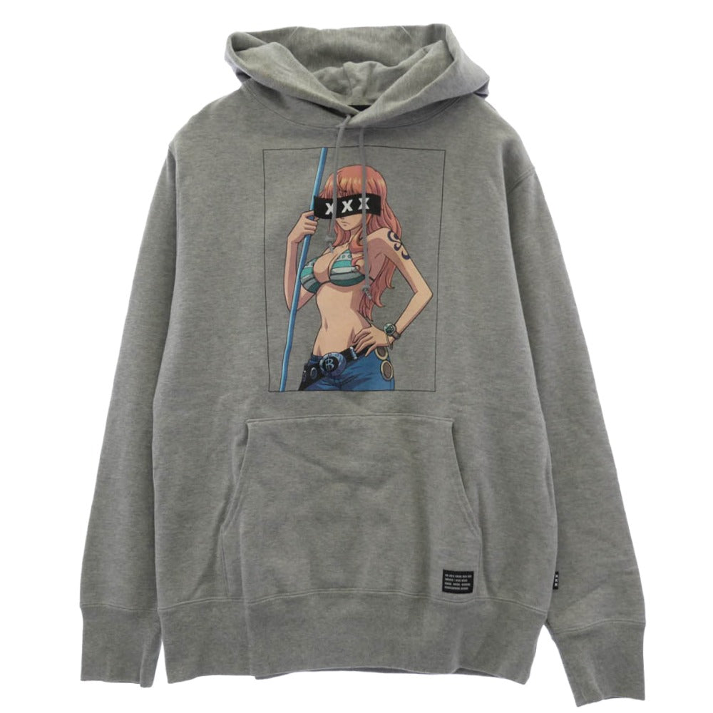 GOD SELECTION XXX ゴッドセレクション × ONE PIECE ワンピース ナミ スウェット プルオーバー パーカー フーディー グレー系 M【中古】