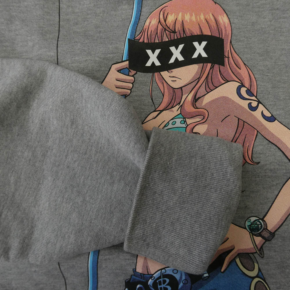 GOD SELECTION XXX ゴッドセレクション × ONE PIECE ワンピース ナミ スウェット プルオーバー パーカー フーディー グレー系 M【中古】