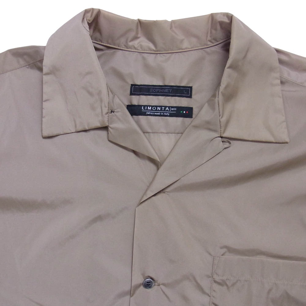 SOPHNET. ソフネット SOPH-230040 LIMONTA NYLON S/S OPEN COLLAR BAGGY SHIRT リモンタ ナイロン オープンカラー バギー シャツ ライトブラウン系 L【中古】