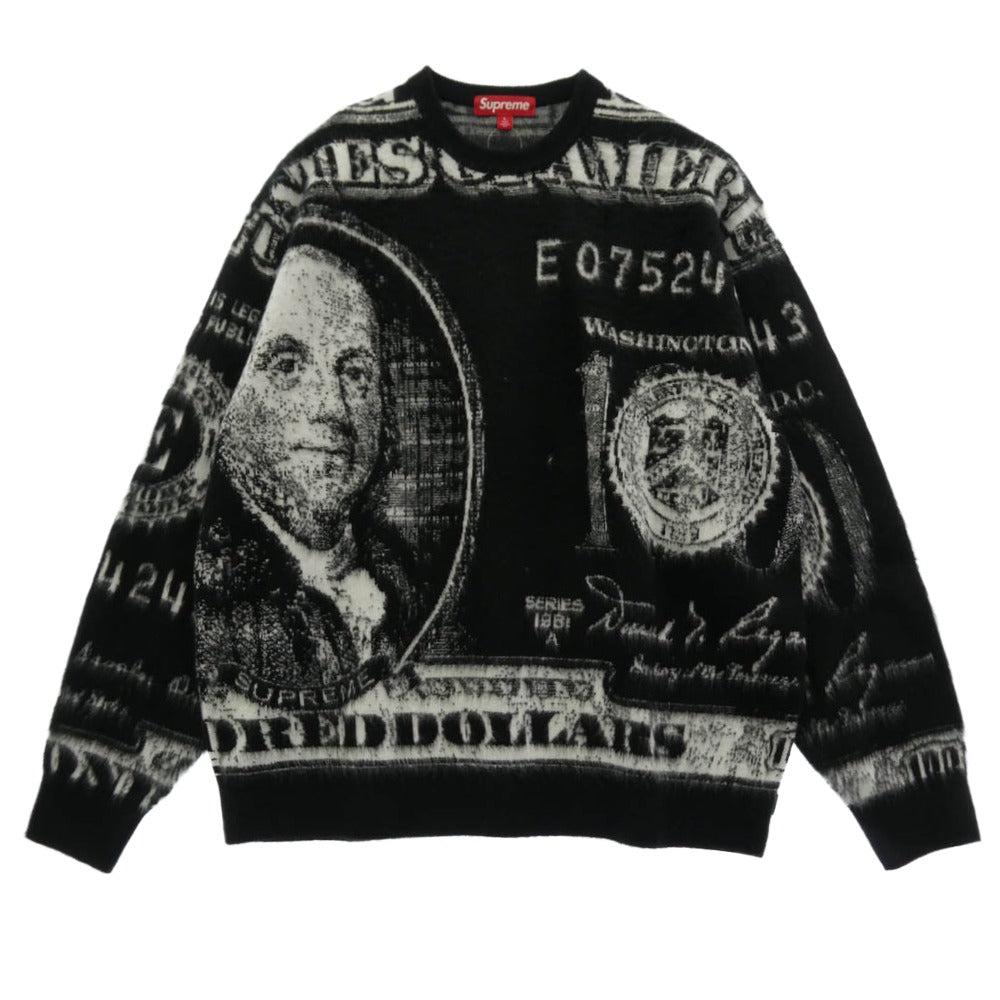 Supreme シュプリーム 25SS MONEY SWEATER マネーセーター 総柄 クルーネック ニット セーター ホワイト系 ブラック系 L【新古品】【未使用】【中古】