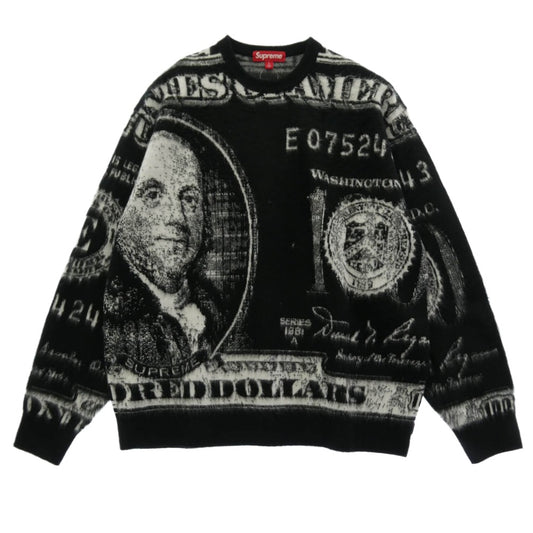 Supreme シュプリーム 25SS MONEY SWEATER マネーセーター 総柄 クルーネック ニット セーター ホワイト系 ブラック系 L【新古品】【未使用】【中古】