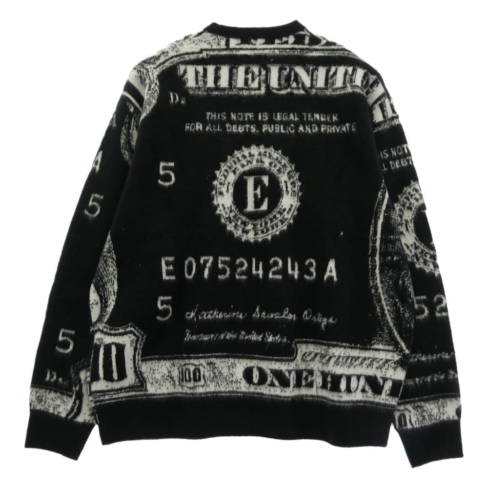 Supreme シュプリーム 25SS MONEY SWEATER マネーセーター 総柄 クルーネック ニット セーター ホワイト系 ブラック系 L【新古品】【未使用】【中古】