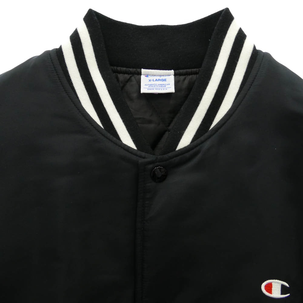 Champion チャンピオン C8-Y611 ナイロン スタジャン バーシティ ジャケット XL ブラック系 X LARGE【中古】