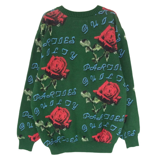 WACKO MARIA ワコマリア ROSE JACQUARD SWEATER ローズ ジャカード セーター ニット グリーン系 M【中古】