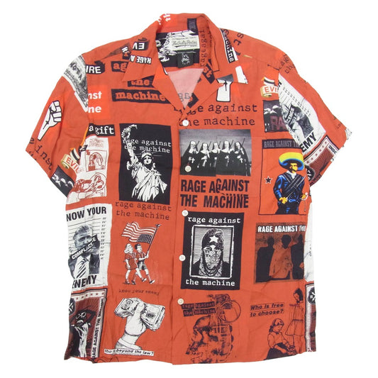 WACKO MARIA ワコマリア 20SS Rage Against The Machine レイジ・アゲインスト・ザ・マシン オープンカラー 開襟 半袖 アロハ シャツ レッド系 M【中古】