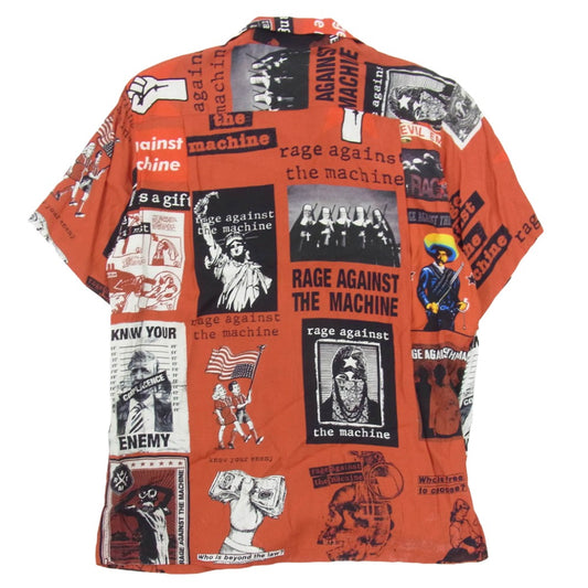 WACKO MARIA ワコマリア 20SS Rage Against The Machine レイジ・アゲインスト・ザ・マシン オープンカラー 開襟 半袖 アロハ シャツ レッド系 M【中古】