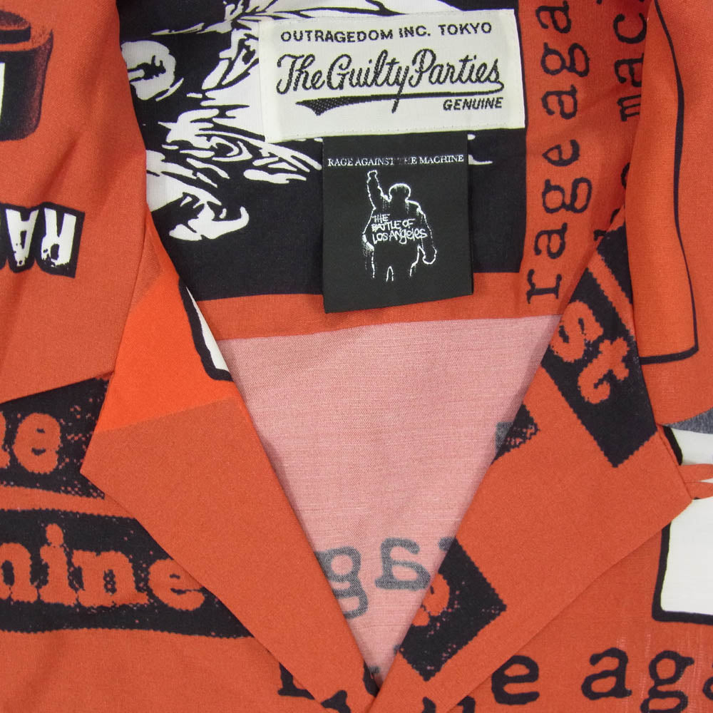 WACKO MARIA ワコマリア 20SS Rage Against The Machine レイジ・アゲインスト・ザ・マシン オープンカラー 開襟 半袖 アロハ シャツ レッド系 M【中古】