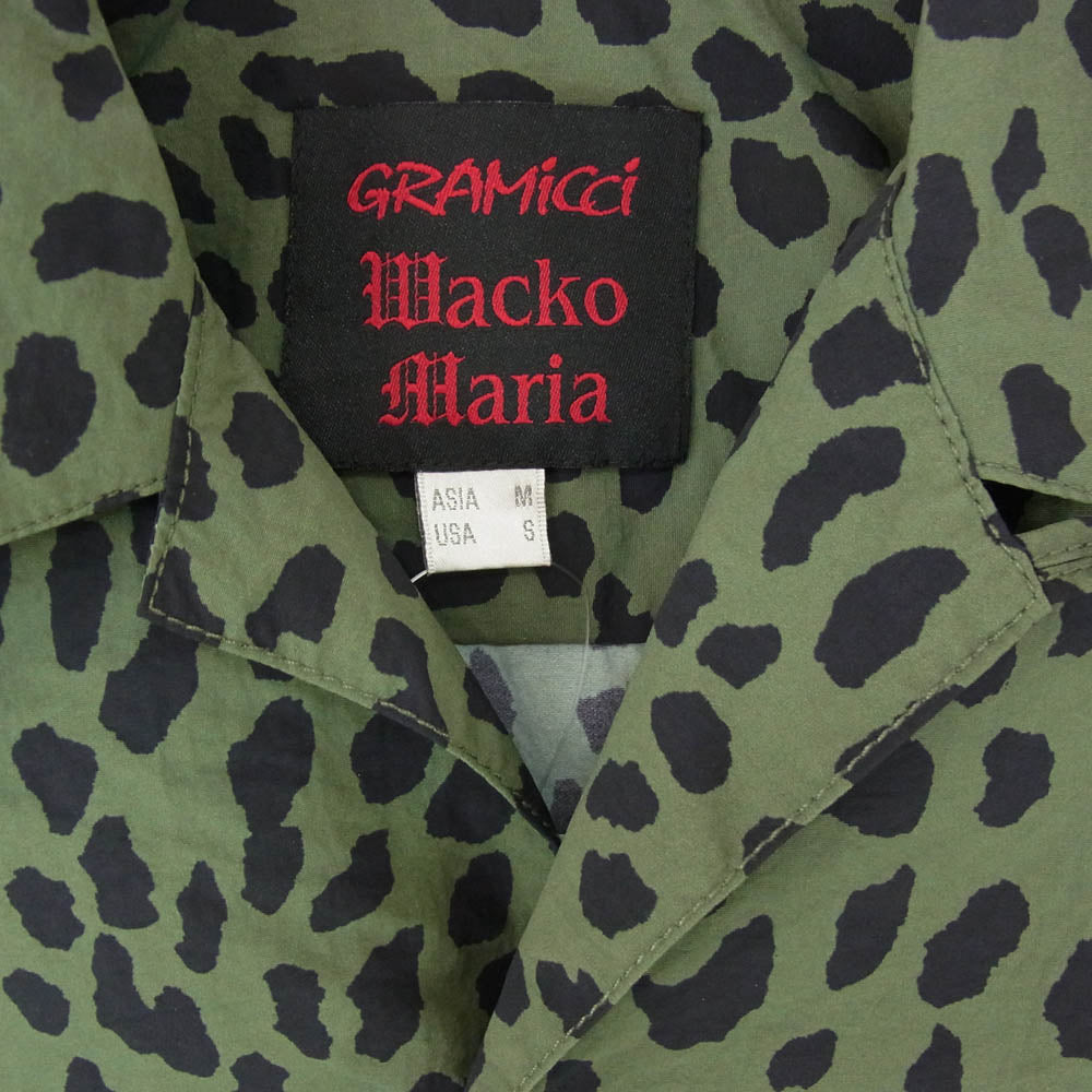 WACKO MARIA ワコマリア 23SS GRAMICCI-WM-OC01 × GRAMICCI グラミチ LEOPARD Open Collar Shirt レオパード オープンカラー 開襟 半袖 シャツ グリーン系 M【中古】
