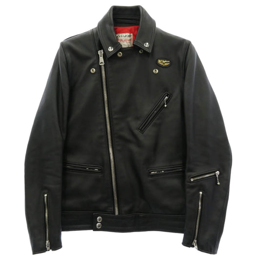 Lewis Leathers ルイスレザー 441T CYCLONE TIGHT FIT サイクロン タイトフィット レザー ダブルライダース ジャケット ブラック系 レッド系 36【美品】【中古】