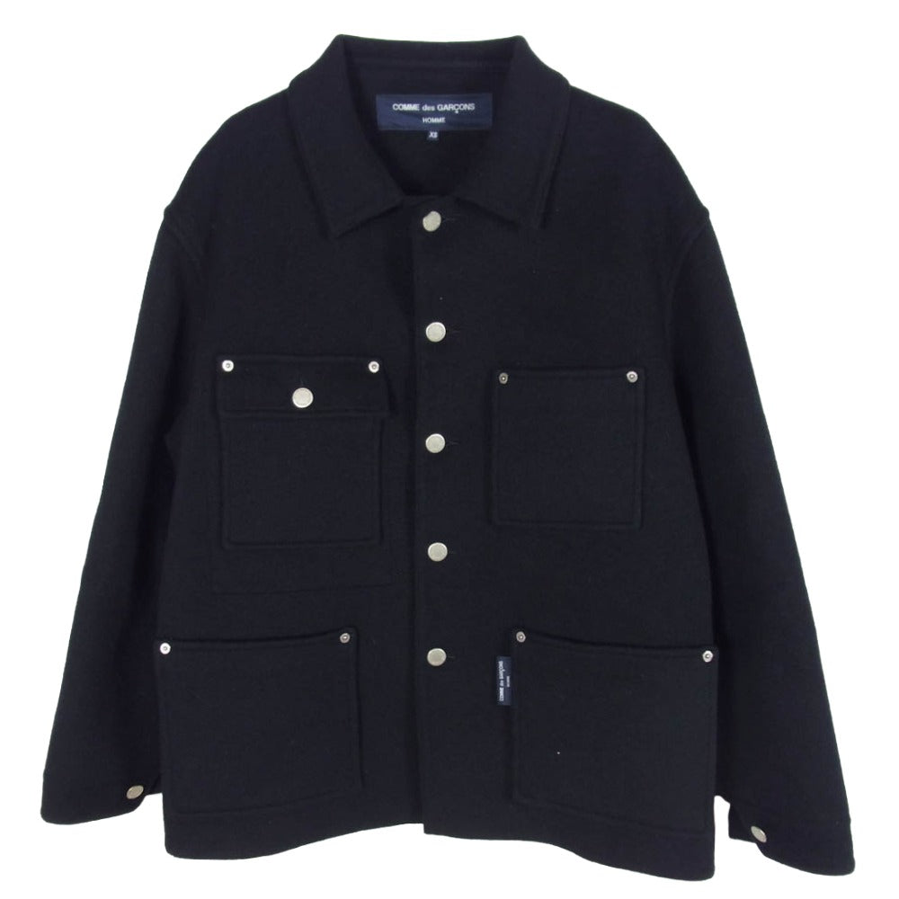 COMME des GARCONS HOMME コムデギャルソンオム 21AW HH-J027 メルトン ウール ジャケット ブルゾン ブラック系 XS【中古】