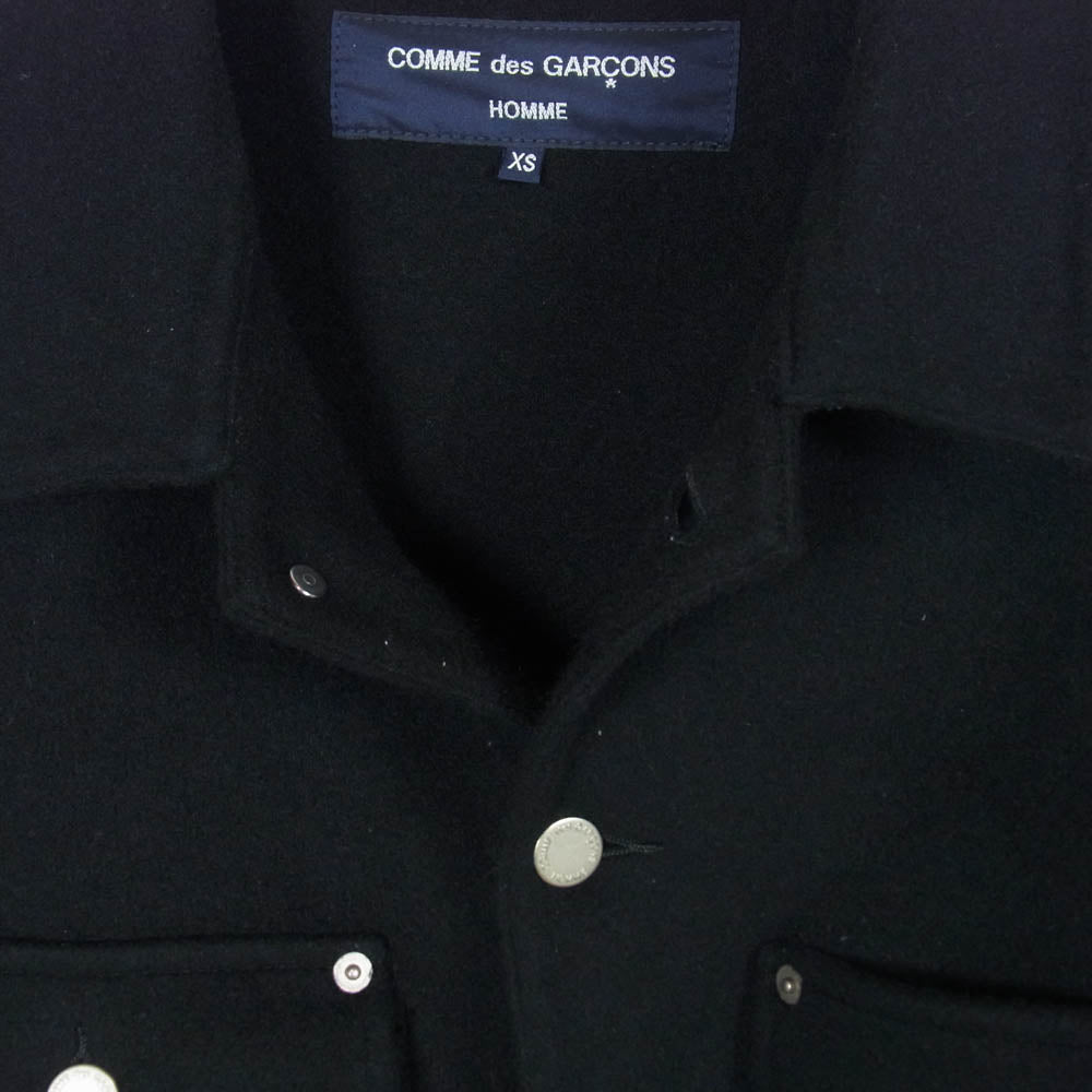 COMME des GARCONS HOMME コムデギャルソンオム 21AW HH-J027 メルトン ウール ジャケット ブルゾン ブラック系 XS【中古】