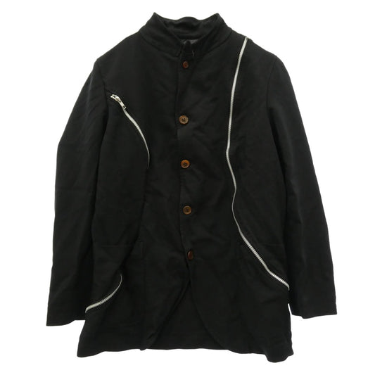 COMME des GARCONS コムデギャルソン FQ-J510 SHIRT シャツ エステル縮絨 ポリ縮 ジップ テーラード ジャケット ブラック系 S【中古】