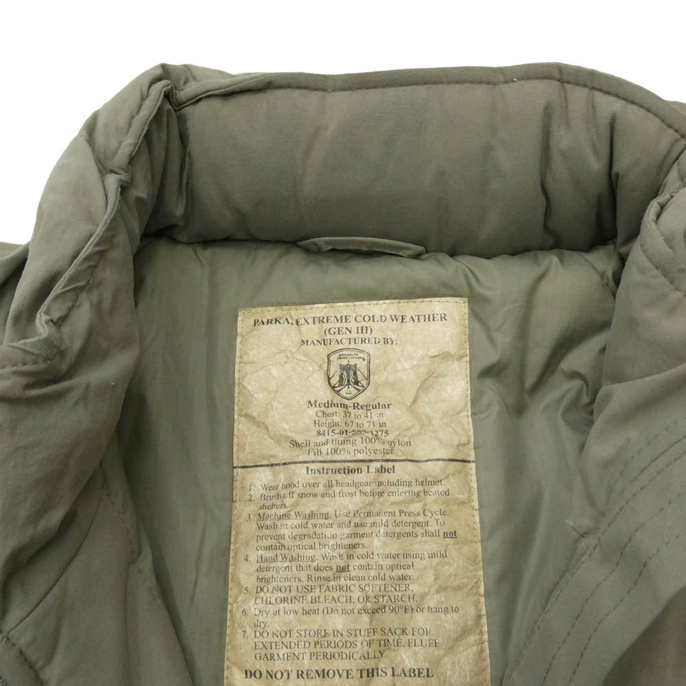 ブルックリンアームドフォース U.S.TYPE ECWCS GEN3 LEVEL7 PARKA 民間用 エクワックス レベル7 プリマロフト ジャケット カーキ系 M【中古】