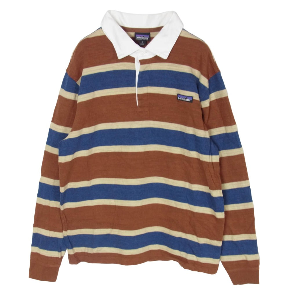 patagonia パタゴニア STY53860FA19 刺繍ロゴ ストライプ柄 ボーダー コットン ラガーシャツ ブラウン系 M【中古】