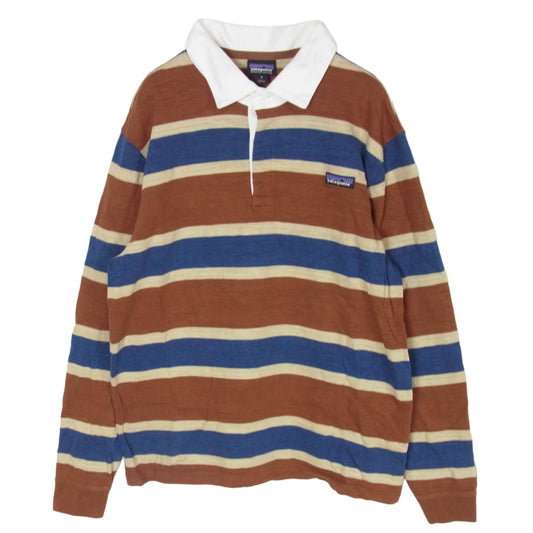 patagonia パタゴニア STY53860FA19 刺繍ロゴ ストライプ柄 ボーダー コットン ラガーシャツ ブラウン系 M【中古】