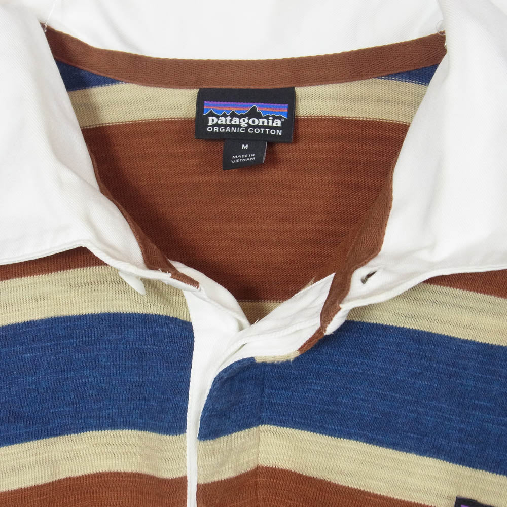 patagonia パタゴニア STY53860FA19 刺繍ロゴ ストライプ柄 ボーダー コットン ラガーシャツ ブラウン系 M【中古】