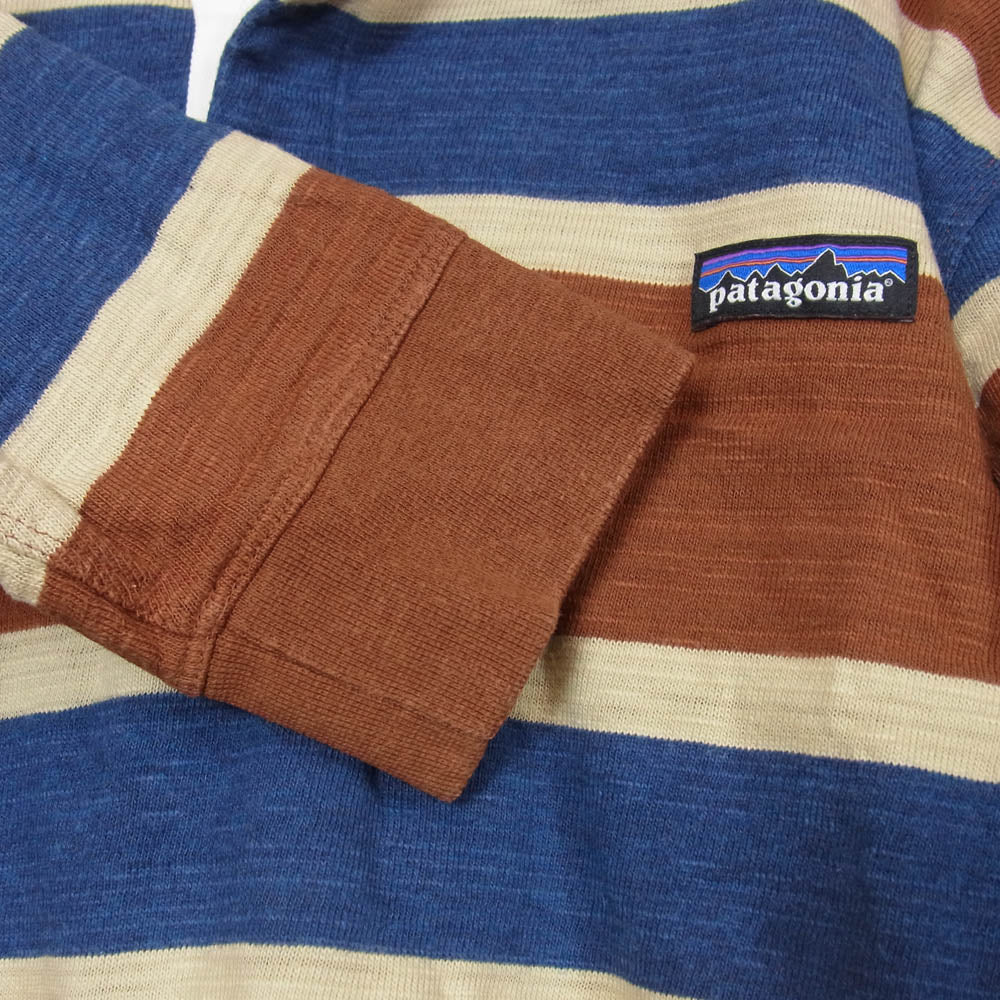 patagonia ラガーシャツ M ブラウン ストライプ ラグビー patagonia