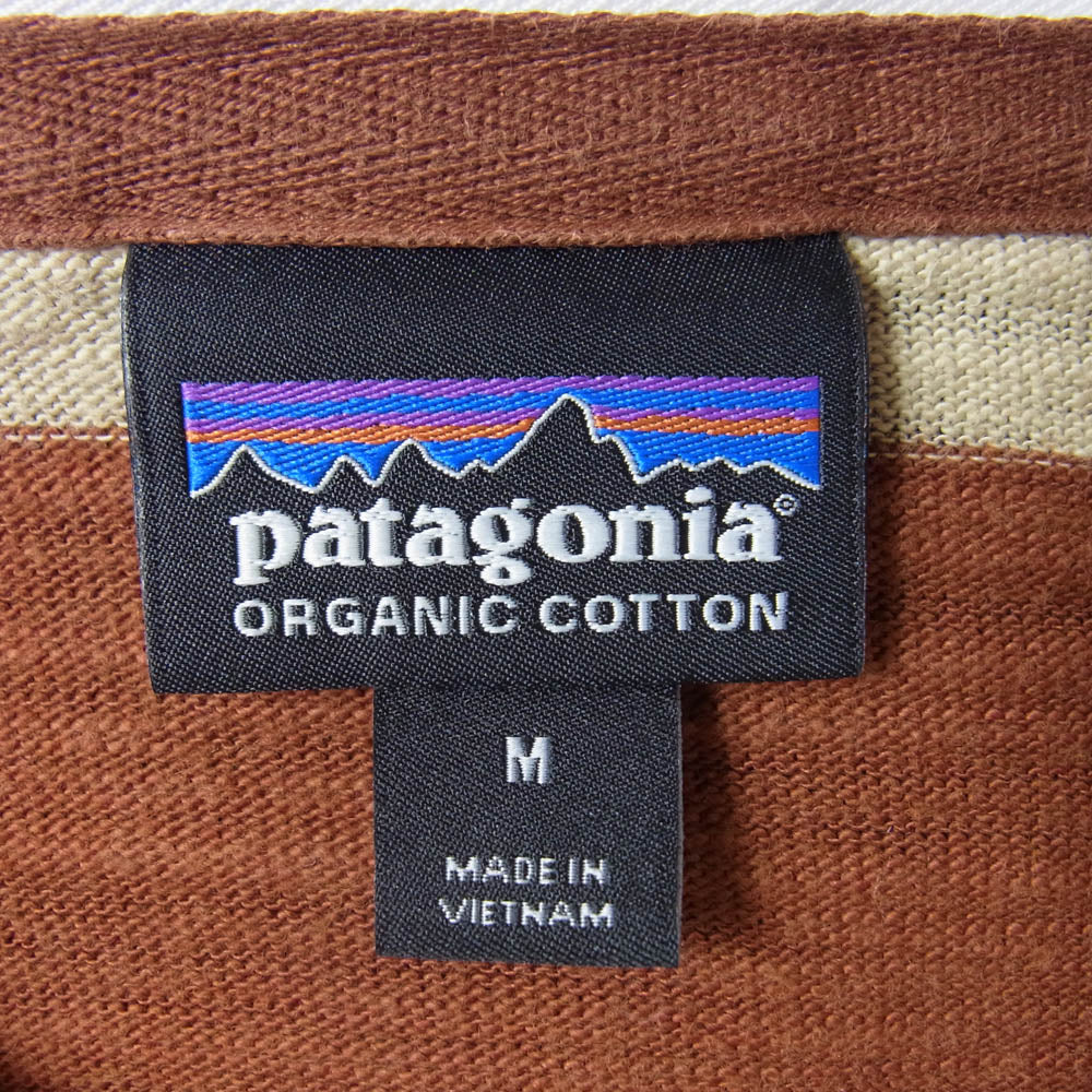 patagonia パタゴニア STY53860FA19 刺繍ロゴ ストライプ柄 ボーダー コットン ラガーシャツ ブラウン系 M【中古】