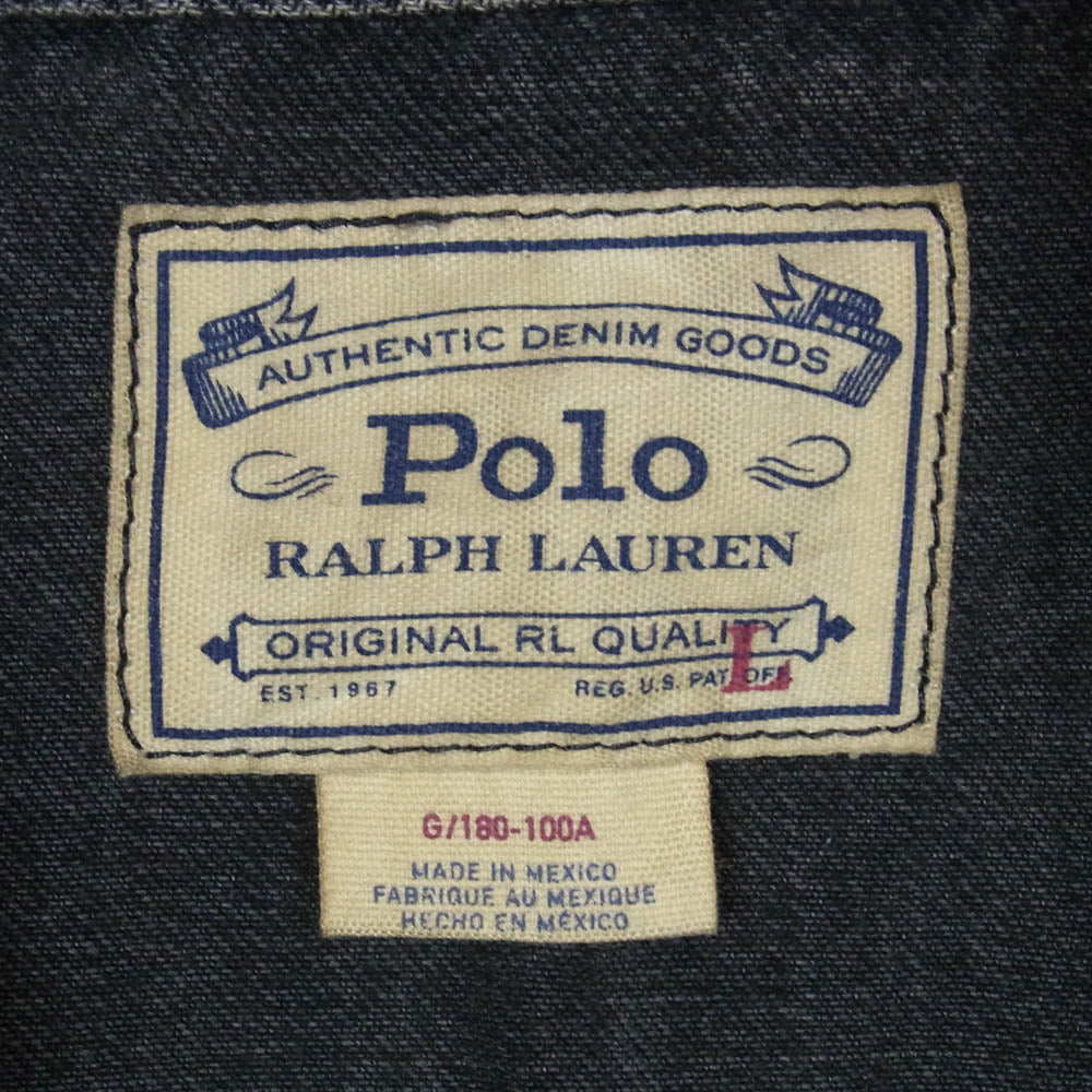 POLO RALPH LAUREN ポロ・ラルフローレン メキシコ製 ブラック デニム トラッカー ジャケット ブラック系 L【中古】