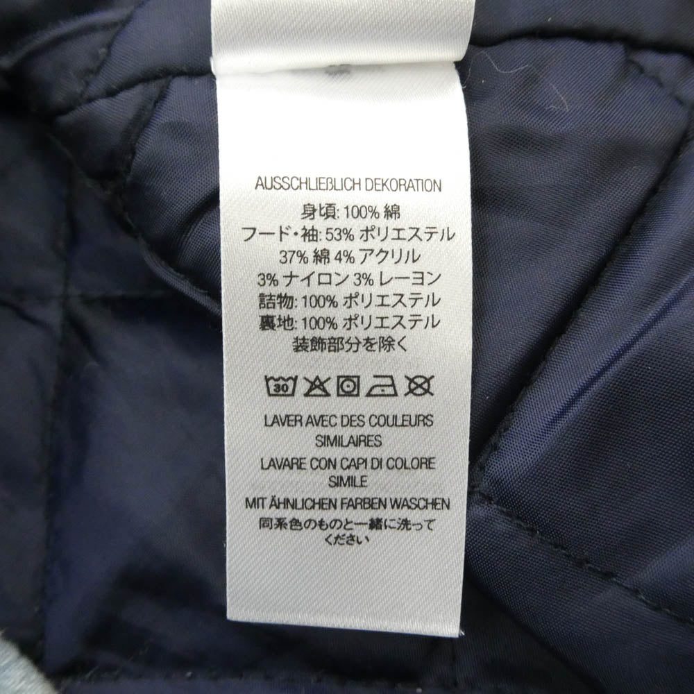 Supreme シュプリーム 22AW Fleece Hooded デニムシャツ フード付 スウェットコンビ 裏地キルティング ジャケット グレー系 インディゴブルー系 M【中古】