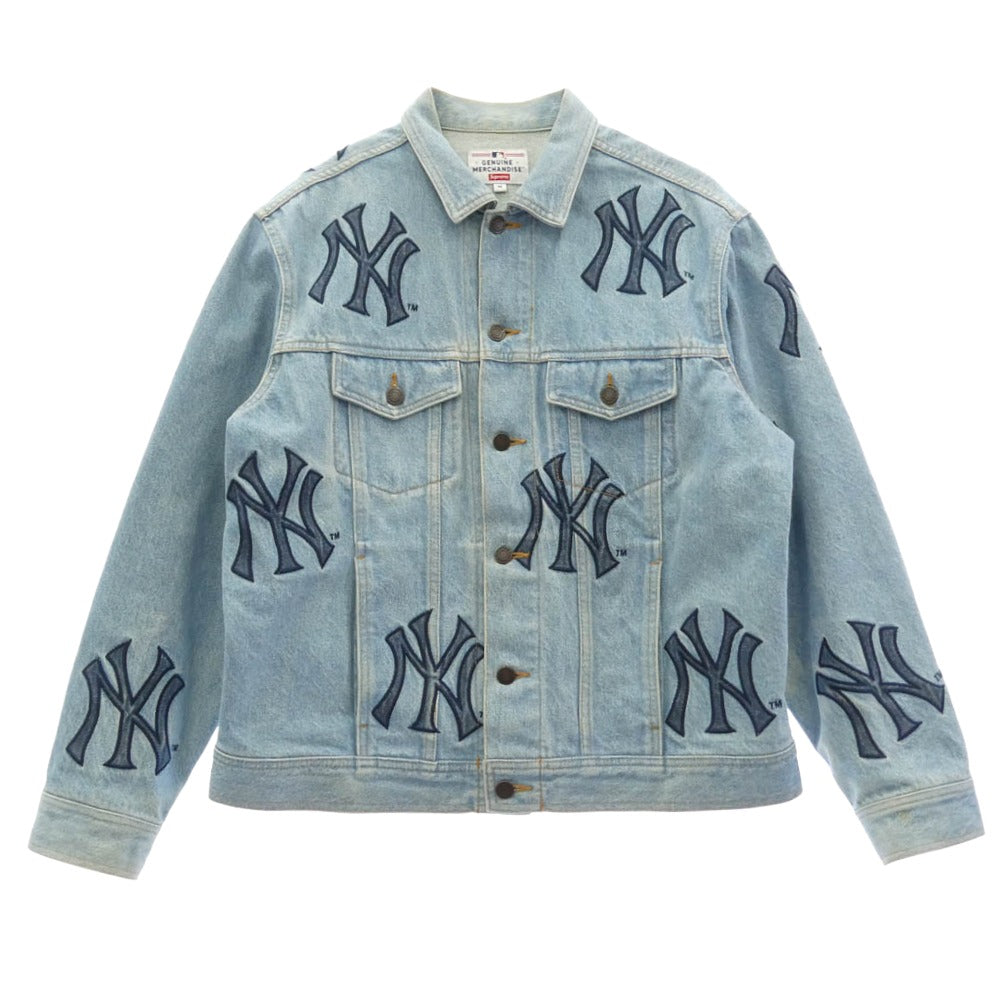 Supreme シュプリーム 21AW × NewYork Yankees Denim Trucker Jacket ブラック系 M【中古】