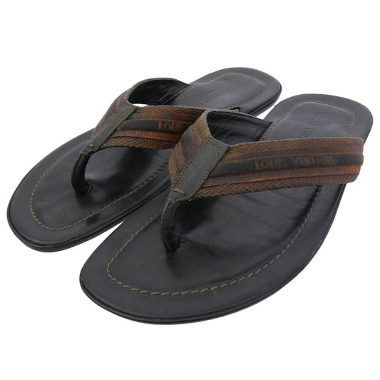 LOUIS VUITTON ルイ・ヴィトン FD0095 トング サンダル レザー ダークブラウン系 7.5【中古】
