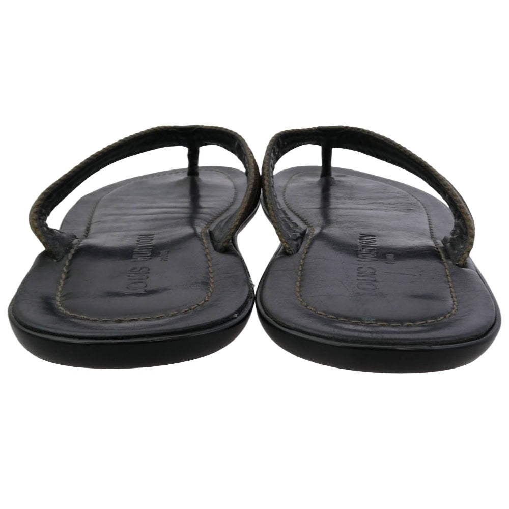 LOUIS VUITTON ルイ・ヴィトン FD0095 トング サンダル レザー ダークブラウン系 7.5【中古】