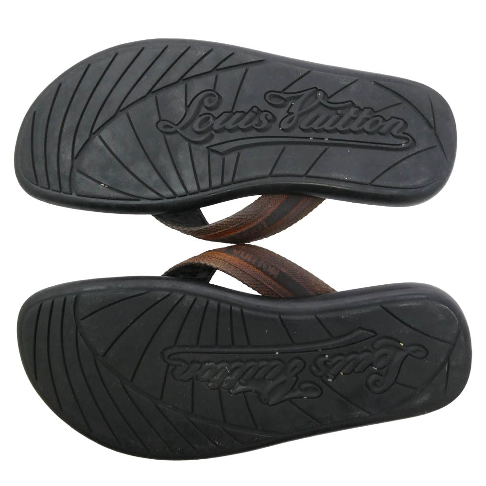 LOUIS VUITTON ルイ・ヴィトン FD0095 トング サンダル レザー ダークブラウン系 7.5【中古】