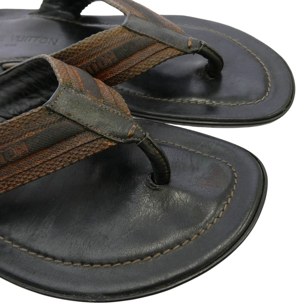 LOUIS VUITTON ルイ・ヴィトン FD0095 トング サンダル レザー ダークブラウン系 7.5【中古】