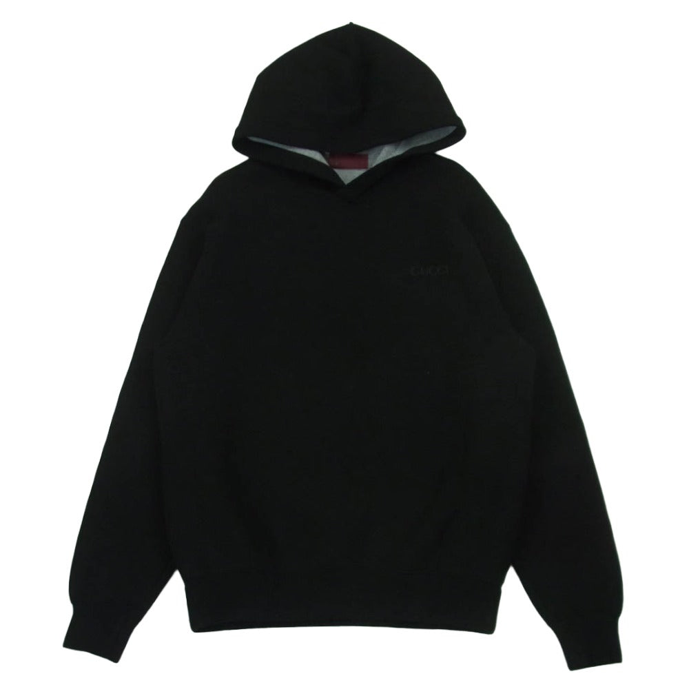 GUCCI グッチ 803973 XJGTW ヴィスコースジャージー ロゴエンブロイダリー フーデッド スウェットシャツ プルオーバー パーカー ブラック系 S【中古】