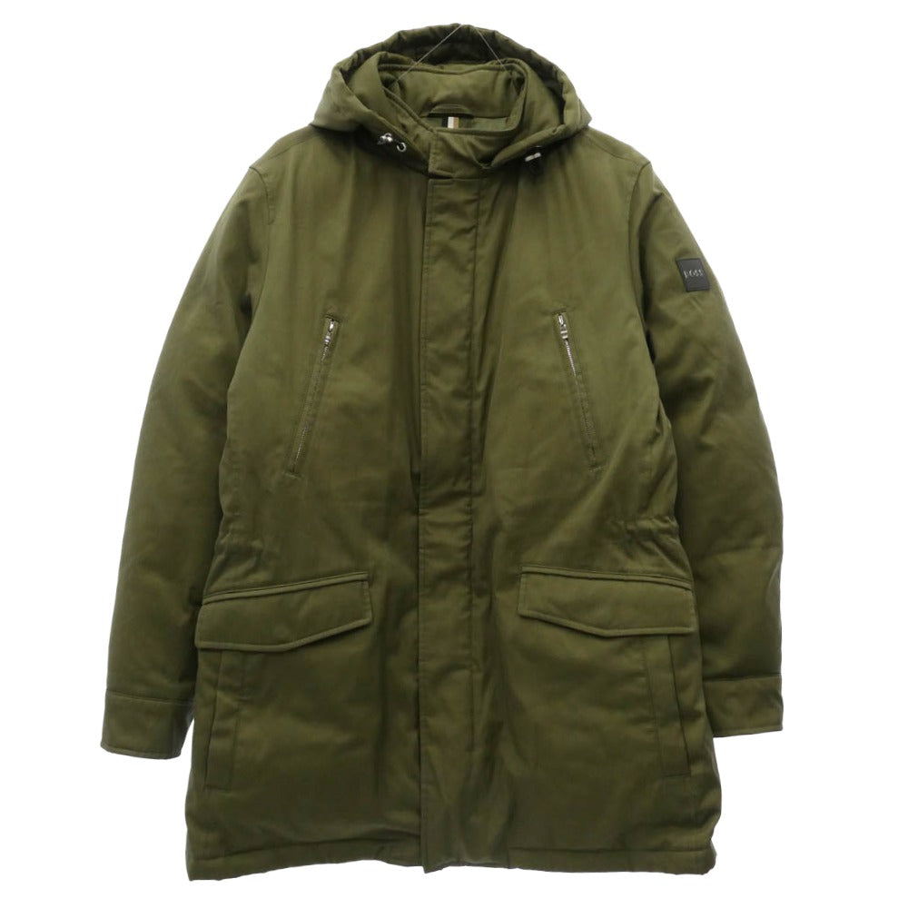 HUGO BOSS ヒューゴボス 10220362 Deaco2 袖ロゴパッチ 中綿 フード ジャケット コート カーキ系 52【中古】