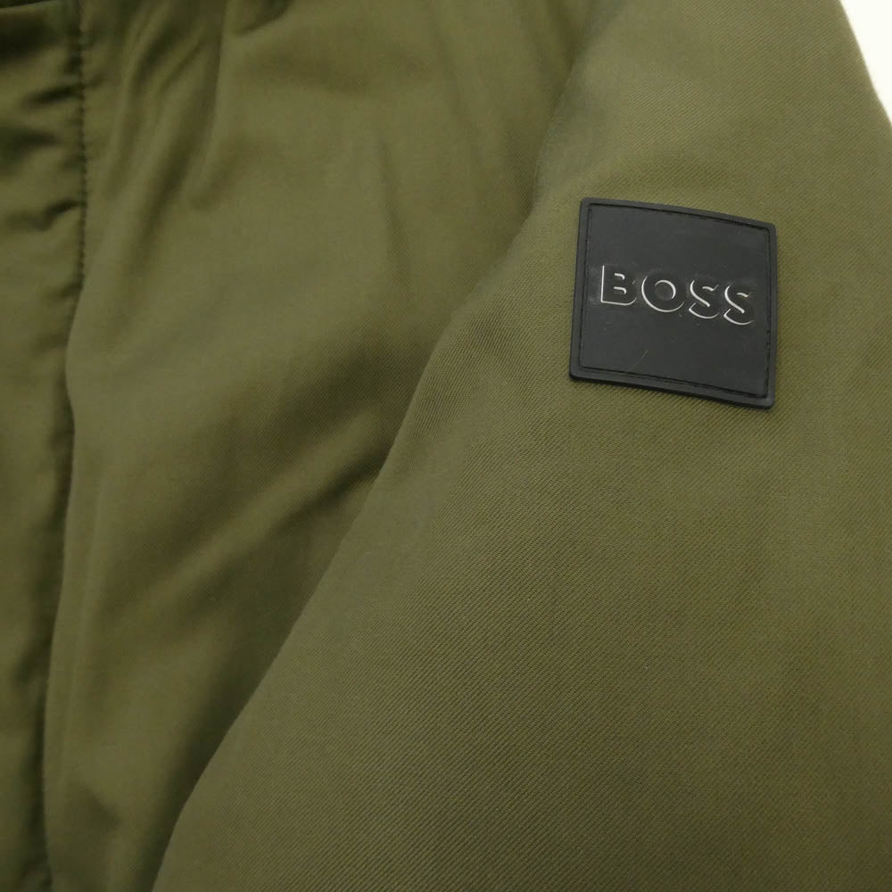 HUGO BOSS ヒューゴボス 10220362 Deaco2 袖ロゴパッチ 中綿 フード ジャケット コート カーキ系 52【中古】
