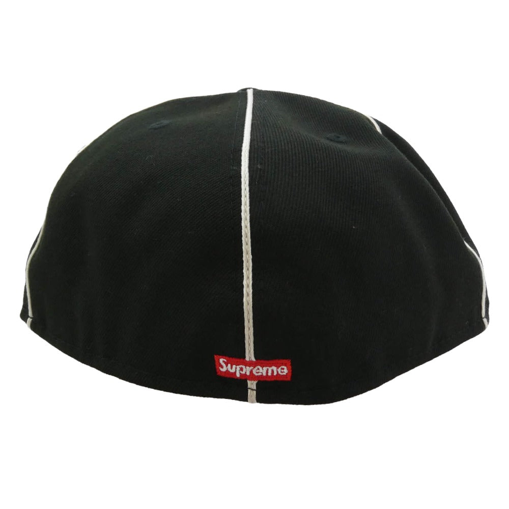 Supreme シュプリーム 25SS x New Era Piping Script Logo Cap パイピングスクリプト ロゴ ベースボール キャップ ブラック系 ホワイト系 61.5cm【中古】