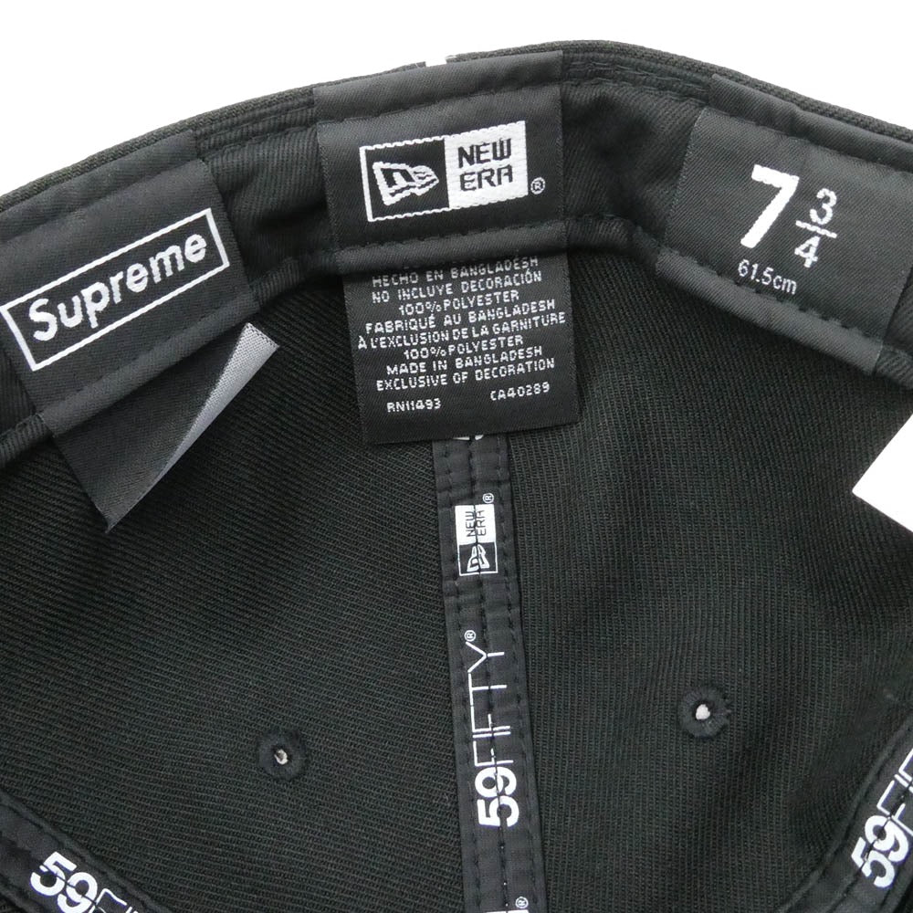 Supreme シュプリーム 25SS x New Era Piping Script Logo Cap パイピングスクリプト ロゴ ベースボール キャップ ブラック系 ホワイト系 61.5cm【中古】