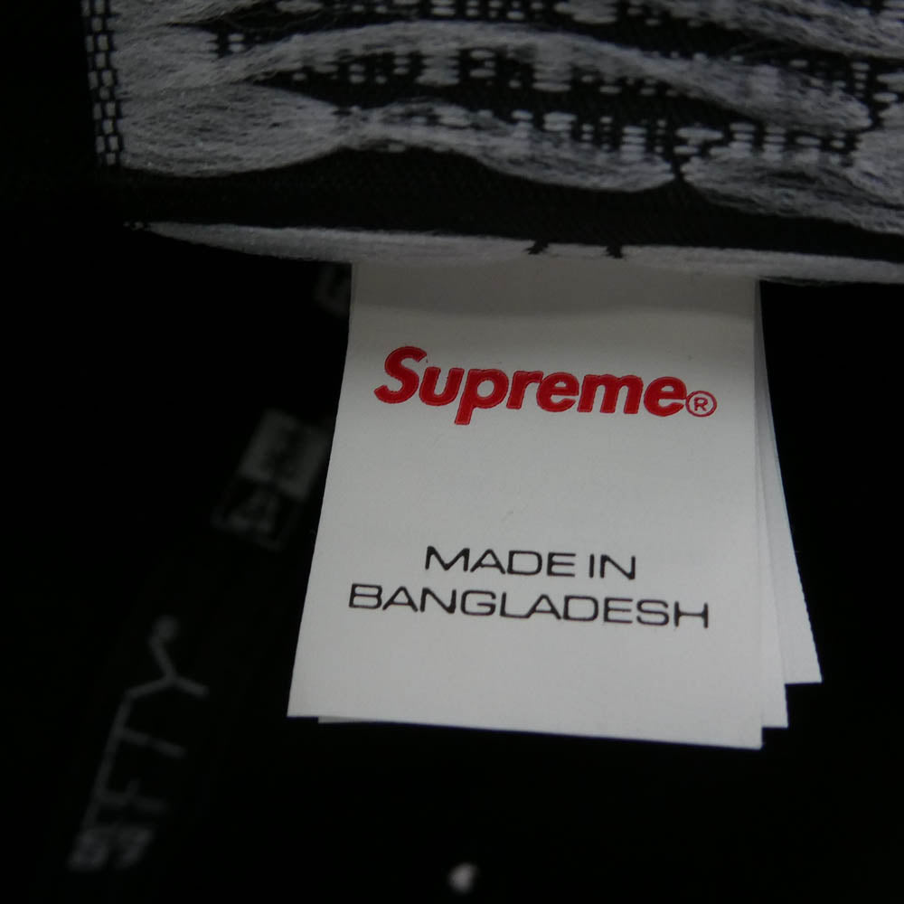 Supreme シュプリーム 25SS x New Era Piping Script Logo Cap パイピングスクリプト ロゴ ベースボール キャップ ブラック系 ホワイト系 61.5cm【中古】