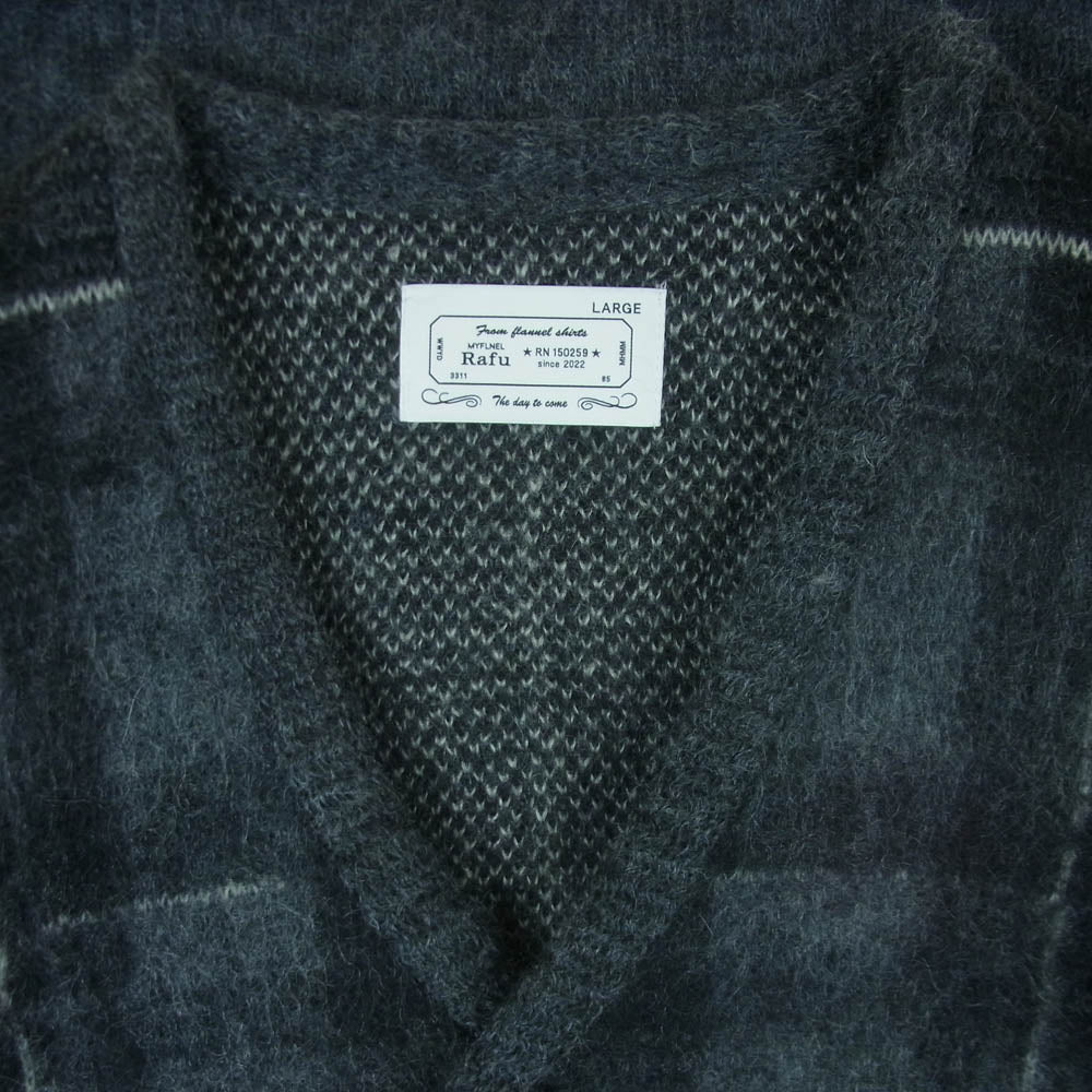 ラフ Mohair Cardigan モヘア モヘヤ カーディガン 日本製 グレー系 L【中古】