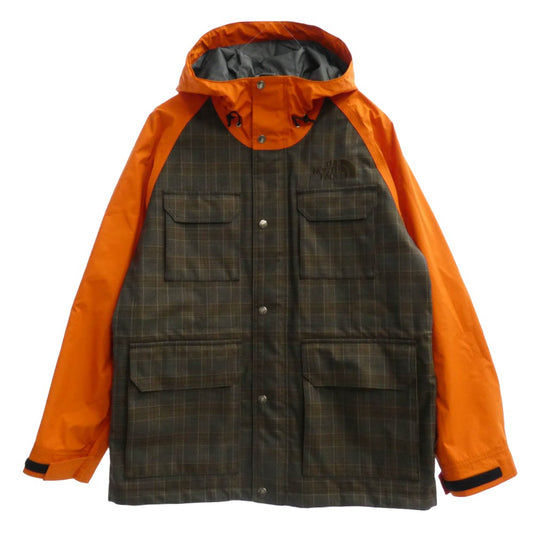 JUNYA WATANABE COMME des GARCONS ジュンヤワタナベコムデギャルソン 22aw WJ-J908 × THE NORTH FACE ウール エステル チェック ナイロン オックス ジャケット マウンテンパーカー オレンジ系 M【中古】