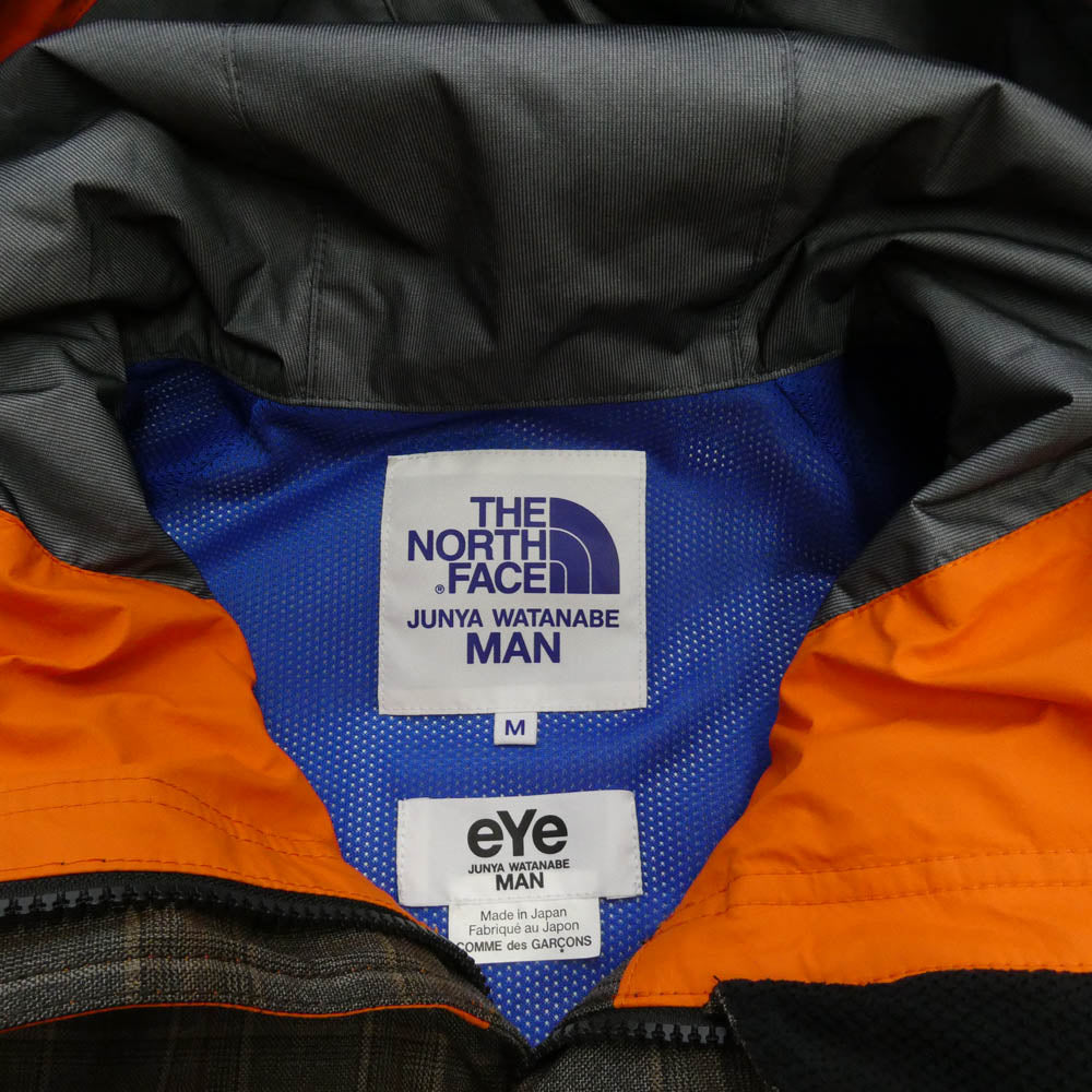 JUNYA WATANABE COMME des GARCONS ジュンヤワタナベコムデギャルソン THE NORTH FACE ノースフェイス 22aw WJ-J908 × THE NORTH FACE ウール エステル チェック ナイロン オックス ジャケット マウンテンパーカー オレンジ系 M【中古】