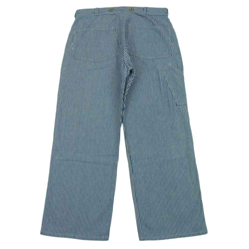 WAREHOUSE ウエアハウス 1234 1920's FREE LAND WAIST OVERALL ヒッコリー ウエストボタン ワーク パンツ インディゴブルー系 ホワイト系 33【中古】