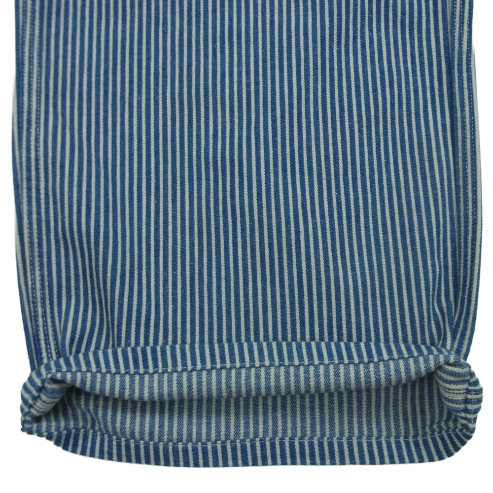 WAREHOUSE ウエアハウス 1234 1920's FREE LAND WAIST OVERALL ヒッコリー ウエストボタン ワーク パンツ インディゴブルー系 ホワイト系 33【中古】