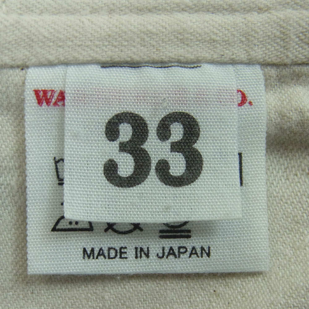 WAREHOUSE ウエアハウス 1234 1920's FREE LAND WAIST OVERALL ヒッコリー ウエストボタン ワーク パンツ インディゴブルー系 ホワイト系 33【中古】